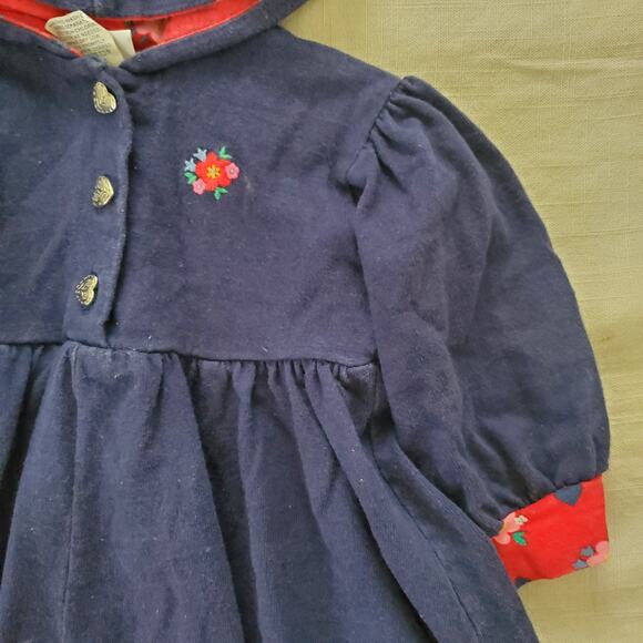 Vintage Navy Blue Hooded Dress 18-24 months - Picture 2 of 7